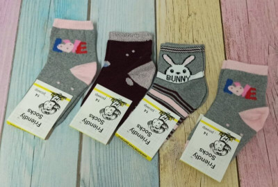 Шкарпетки дитячі Friendly Socks 4011014-001 сер. стрейч різні кольори р.14 (уп.12 пар)