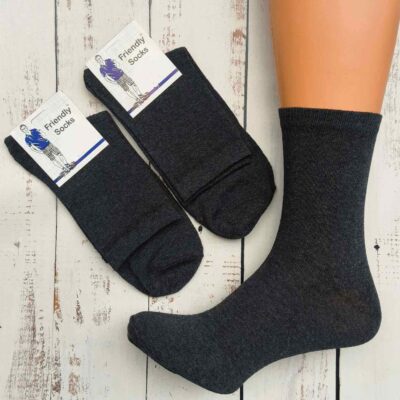 Шкарпетки чоловічі Friendly Socks 1011529-001-02 вис. стрейч т.сірі р.29-31 (уп.12 пар)