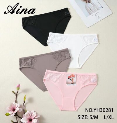 Трусики жіночі Aina 30281 різні кольори норма  р.S-M/L-XL (уп.24 шт)
