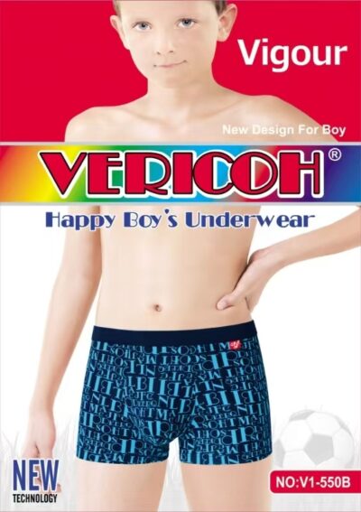Труси боксери дитячі Vericoh 550B різні кольори для хлопчиків  р.M-2XL (уп.8 шт)