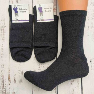 Шкарпетки чоловічі Friendly Socks 1011527-001-02 вис. стрейч т.сірі р.27-29 (уп.12 пар)