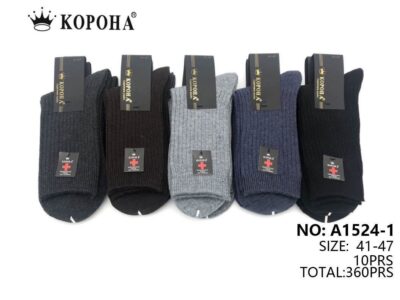 Шкарпетки чоловічі Корона 1524-1A вис. шерстянi різні кольори р.41-47 (уп.10 пар)