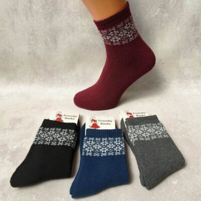 Шкарпетки жіночі Friendly Socks 2031223-004 Орнамент сер. махра різні кольори р.23-25 (уп.10 пар)