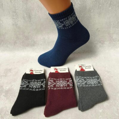 Шкарпетки жіночі Friendly Socks 2031223-003 Орнамент сер. махра різні кольори р.23-25 (уп.10 пар)